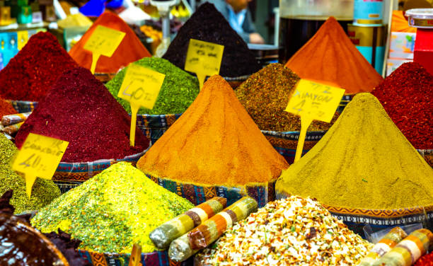 istock Sales stand with spices in a bazaar in Istanbul. 1215895906