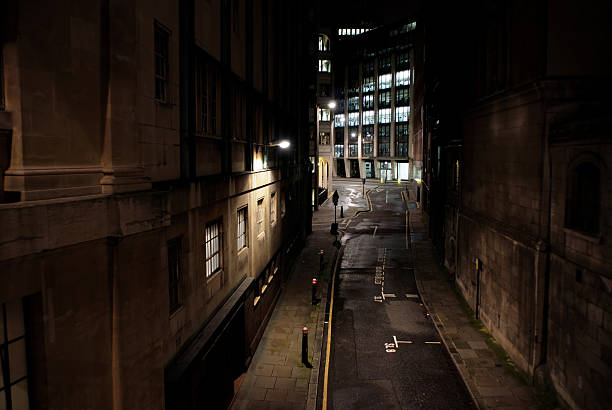London city backstreet at night