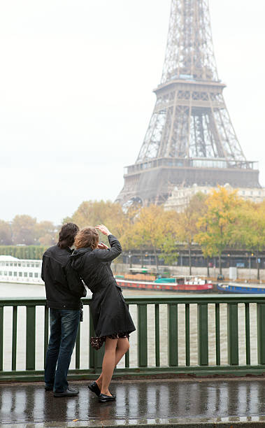istock Couple in Paris at rainy weather 121590308