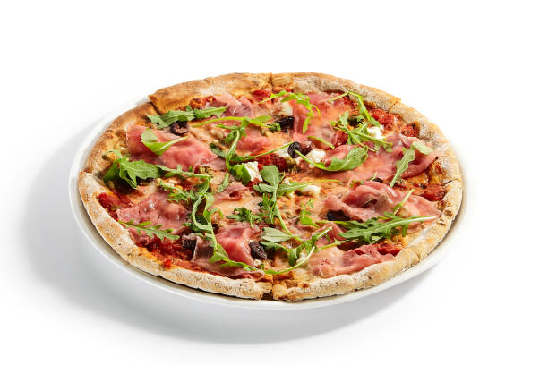 istock Pizza with parma ham and artichoke 1215910668