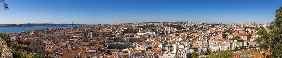 Aerial panoramic view over Lisbon from Castelo de Sao Jorge