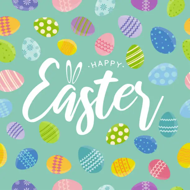 Vector illustration of Easter seamless pattern card. Vector