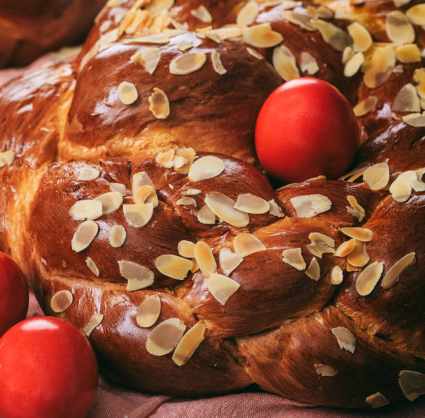 istock Tsoureki Easter traditional sweet bread closeup view 1215917322