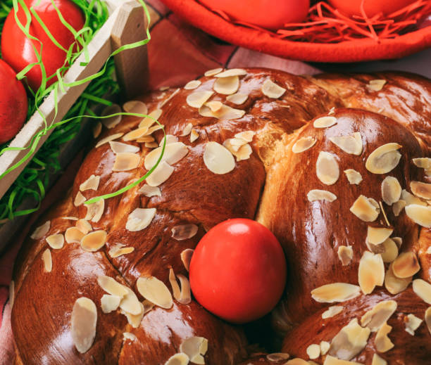 istock Tsoureki Easter traditional sweet bread closeup view 1215917323