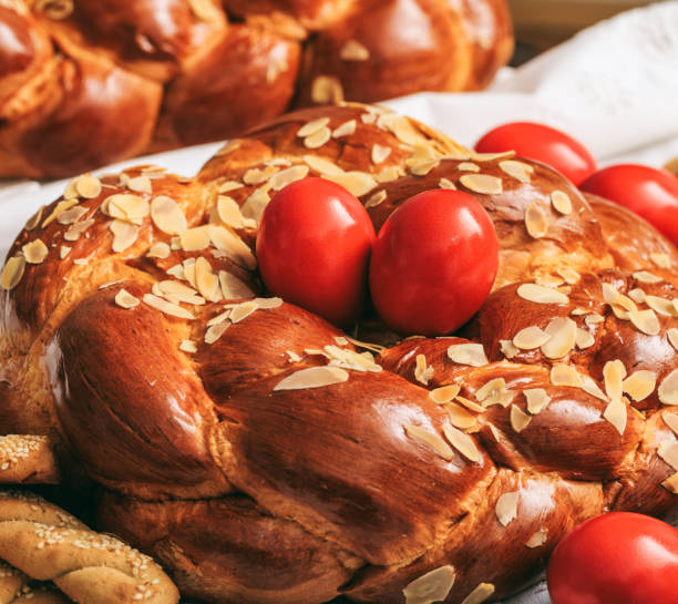 istock Tsoureki Easter traditional sweet bread closeup view 1215917343