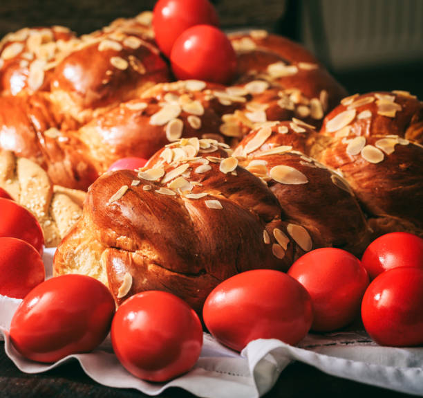 istock Tsoureki Easter traditional sweet bread closeup view 1215917366