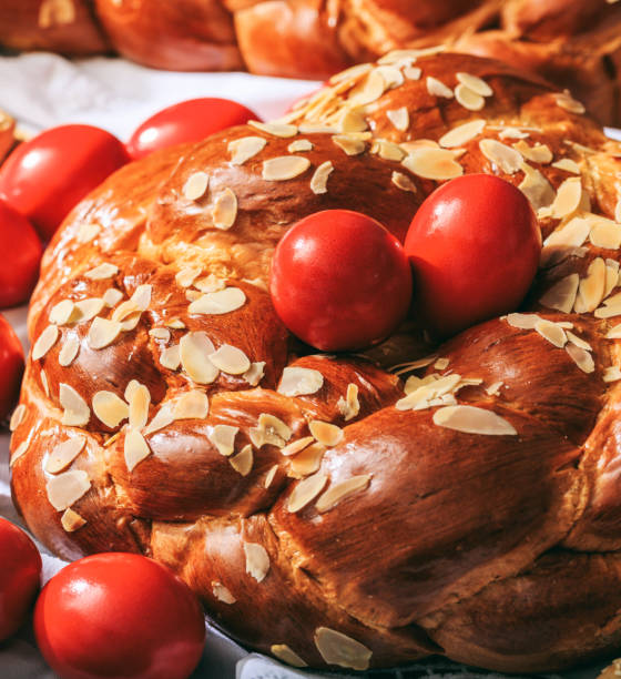 istock Tsoureki Easter traditional sweet bread closeup view 1215917370
