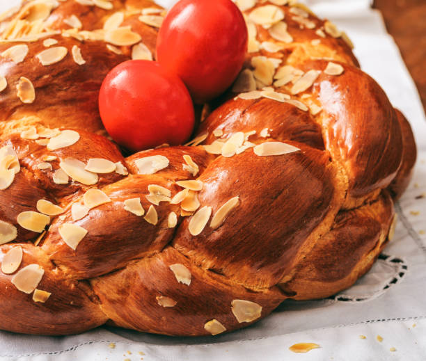 istock Tsoureki Easter traditional sweet bread closeup view 1215917379