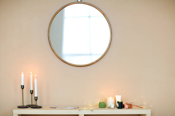 istock Candles and skincare products on table 1215918785