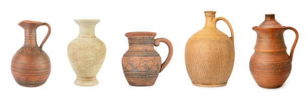 세트 점토 와 세라믹 용기 - jug pitcher pottery old 뉴스 사진 이미지