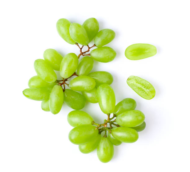 istock Green grape isolated on white background. top view 1215923372