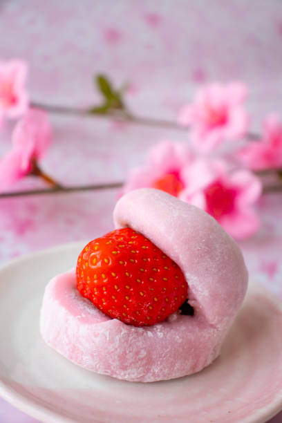 istock A strawberry red bean rice cake. 1215923700