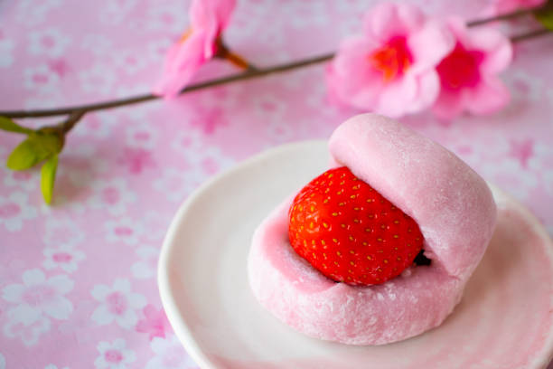 istock A strawberry red bean rice cake. 1215924031