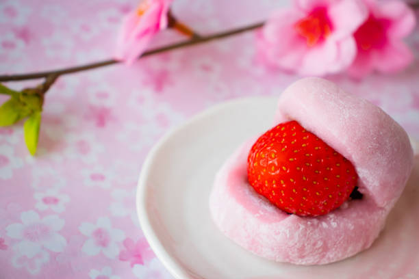 istock A strawberry red bean rice cake. 1215924061