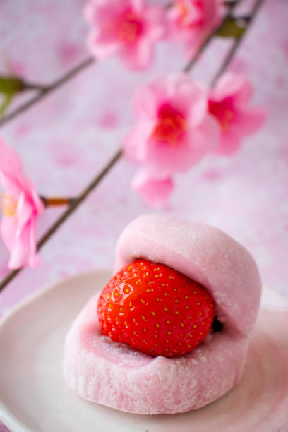 istock A strawberry red bean rice cake. 1215924084