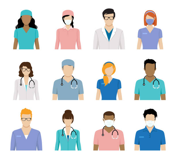 ilustraciones, imágenes clip art, dibujos animados e iconos de stock de avatares de trabajadores sanitarios y avatares de médicos - asistencia sanitaria y medicina ilustraciones