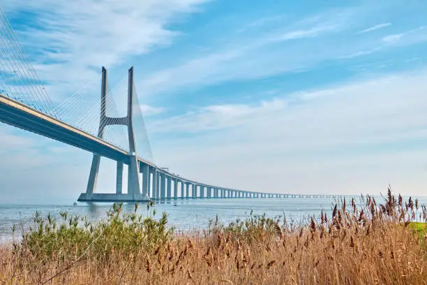 Photo of The Vasco da Gama Bridge in Lisbon.