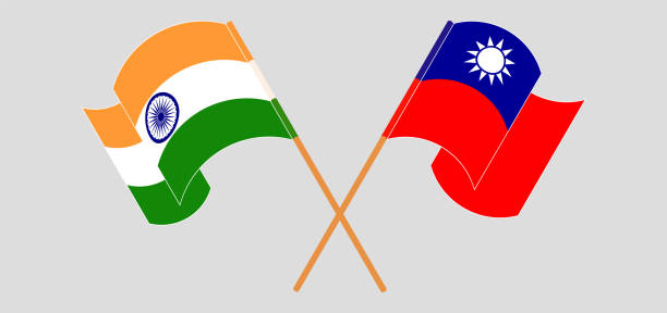 インドと台湾の旗を振って渡る - hindustani点のイラスト素材／クリップアート素材／マンガ素材／アイコン素材