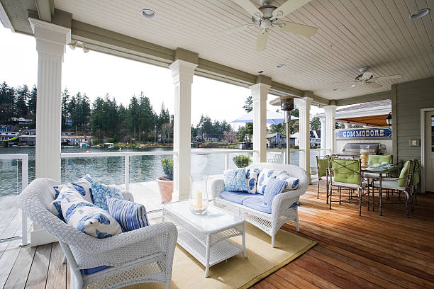 istock Luxurious terrace overlooking the lake where you can drink 121592777