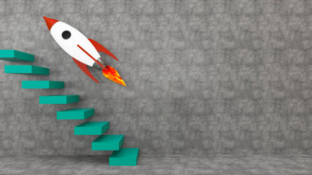 istock Rocket Flying  to Successful background . Business concept illustration.Rocket flying over cloud. Start up business growth .3d rendring.Business chart with a rocket going up. 1215928081