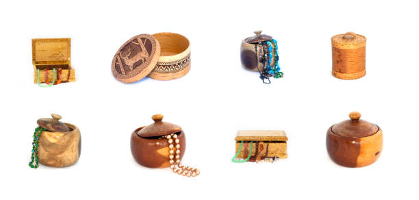 Beautiful jewelry boxes collection on white background. Full size.