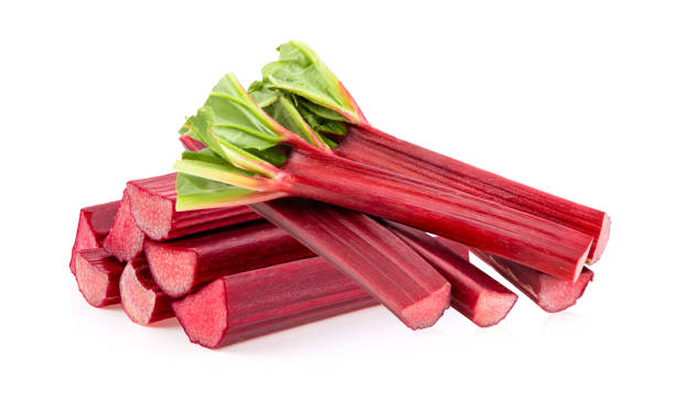 istock Rhubarb stalks on a white background 1215930120