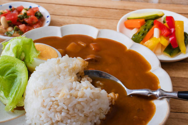 istock Japanese curry and side dishes. 1215930670