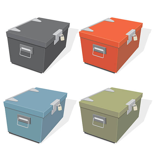 Box Locker with Padlock A vector illustration of various boxes: All grouped and layered for easy editing and isolation. trunk furniture stock illustrations
