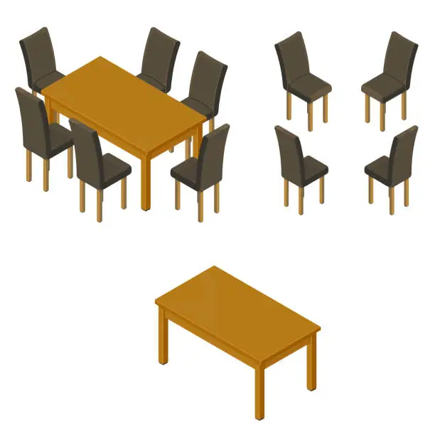 Vector illustration of Dining Room and Chairs.