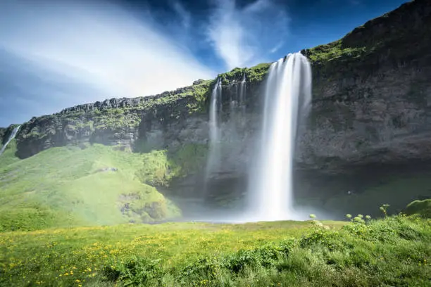 Photo of Seljalandsfoss waterfall in Iceland in Summer