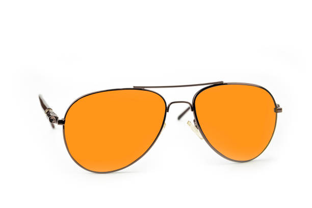 Minimal Glasses isolated on blue background stock photo