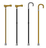 istock Four different styles of walking canes 121593399