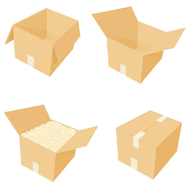 Vector illustration of Cardboard Boxes