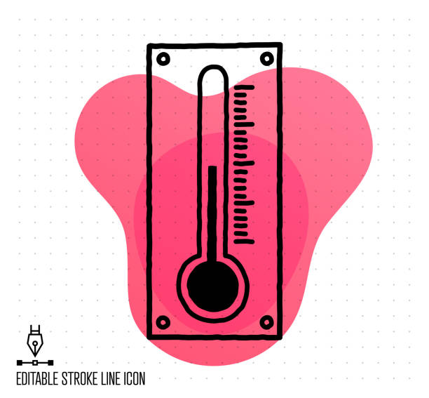 ilustrações, clipart, desenhos animados e ícones de temperaturas e ilustração da linha editável do vetor da umidade relativa - thermometer healthcare and medicine backgrounds isolated