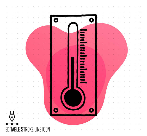 Temperatures & Relative Humidity Vector Editable Line Illustration Hand drawn doodle icon for temperatures and relative humidity to use as vector design element. Minimalistic symbol made in the style of editable line illustration. infrared background stock illustrations