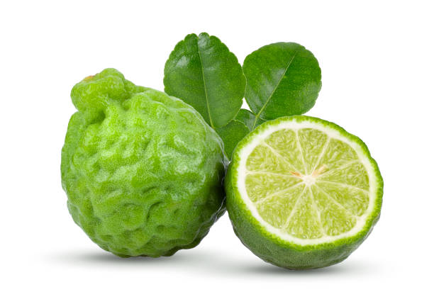 istock fresh bergamot fruit with leaf isolated on white background. full depth of field 1215935594