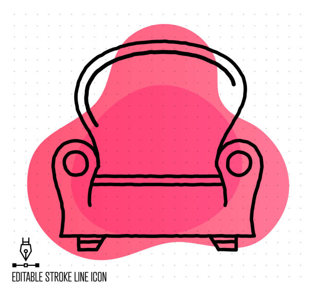 ilustrações, clipart, desenhos animados e ícones de ilustração da linha editável do vetor único - office chair chair furniture scribble