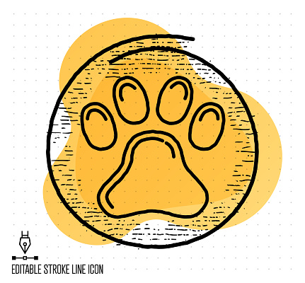 Hand drawn doodle icon for pet sitting to use as vector design element. Minimalistic symbol made in the style of editable line illustration.