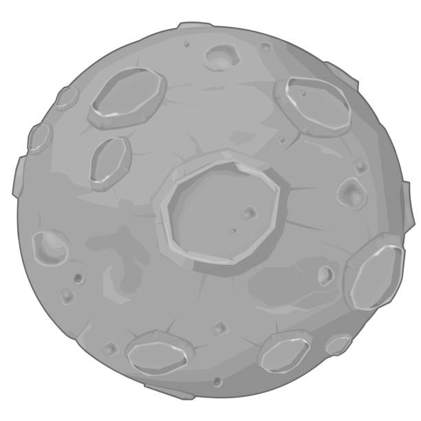 A cartoon stock image of the moon A vector illustration of the Earth's moon with pits and craters. lunar meteorite stock illustrations