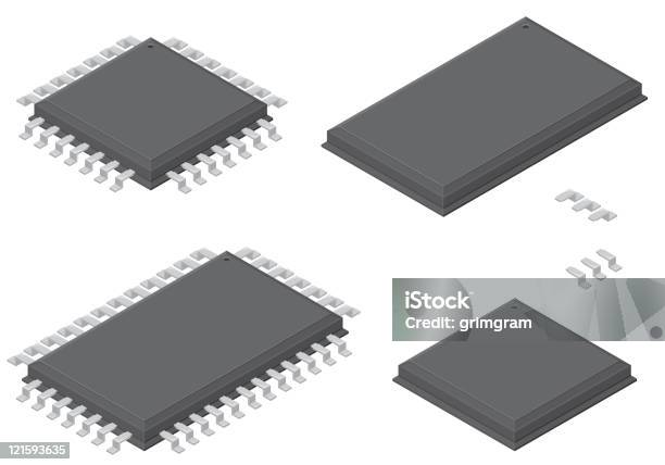 Procesory Isometric Komputera - Stockowe grafiki wektorowe i więcej obrazów Rzut izometryczny - Rzut izometryczny, Chip komputerowy, Obwód drukowany