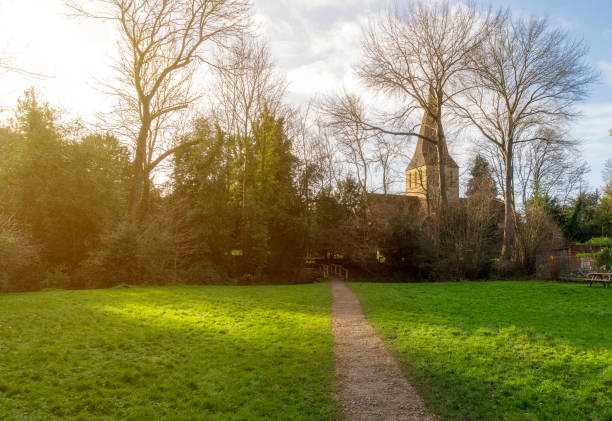St. James Church, Shere, Surrey, England sunny