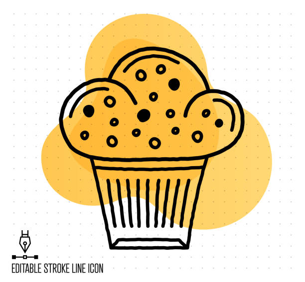 ilustraciones, imágenes clip art, dibujos animados e iconos de stock de arte de línea editable vectorial de pasteldeo - muffin blueberry muffin blueberry isolated