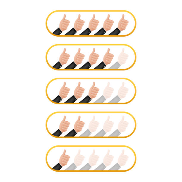istock Thumbs up. Customer evaluation. Customer review rating. Vector stock illustration. 1215940425