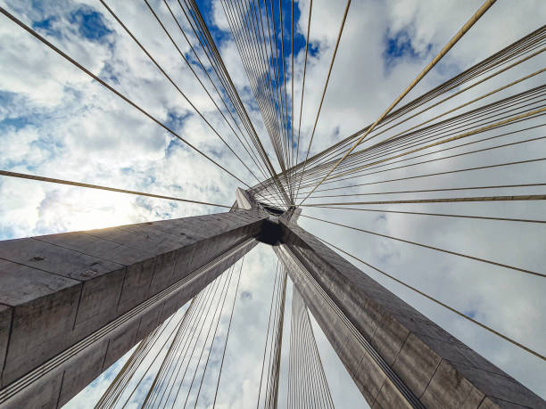 Passing under the cable-stayed bridge in Sao Paulo city.