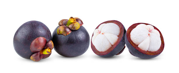 istock Mangosteen isolated on white background. full depth of field 1215940760
