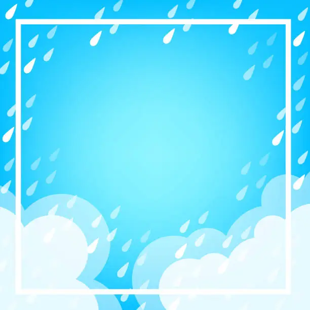 Vector illustration of banner frame rain fall background for rainy season sale off, monsoon banner template frame for offer discount sale, cute rainy season template banner for summer sale