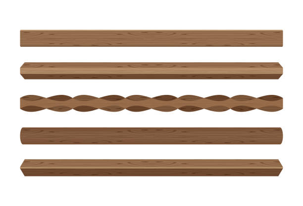 деревянные планки различных темно-коричневого цвета изолированы на белом, деревянные столбы планки коричневый, планка древесины для украш - wooden stake stock illustrations