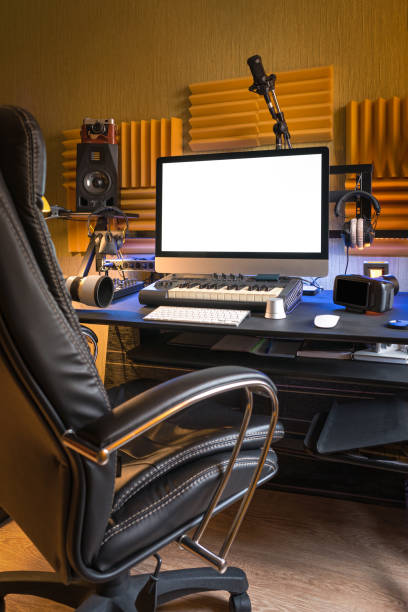 istock Workplace at home. Music Studio or photographer's place 1215947087