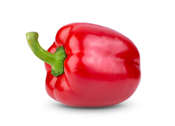 istock red pepper on white background. full depth of field 1215948328