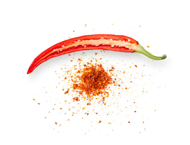 istock Chili pepper powder isolated on white background. top view 1215948882